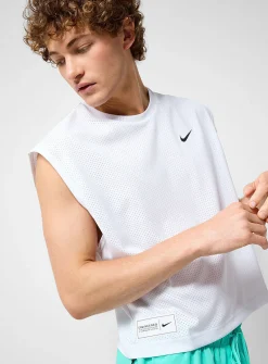 Perforated boxy swim muscle tee
