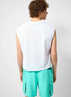 Perforated boxy swim muscle tee