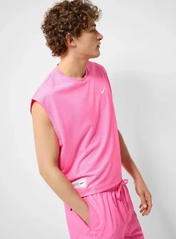 Perforated boxy swim muscle tee