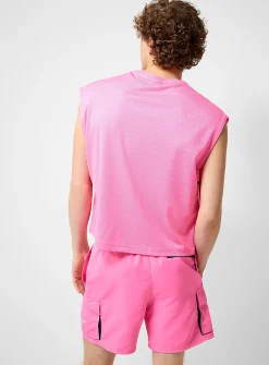 Perforated boxy swim muscle tee