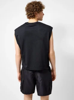 Perforated boxy swim muscle tee