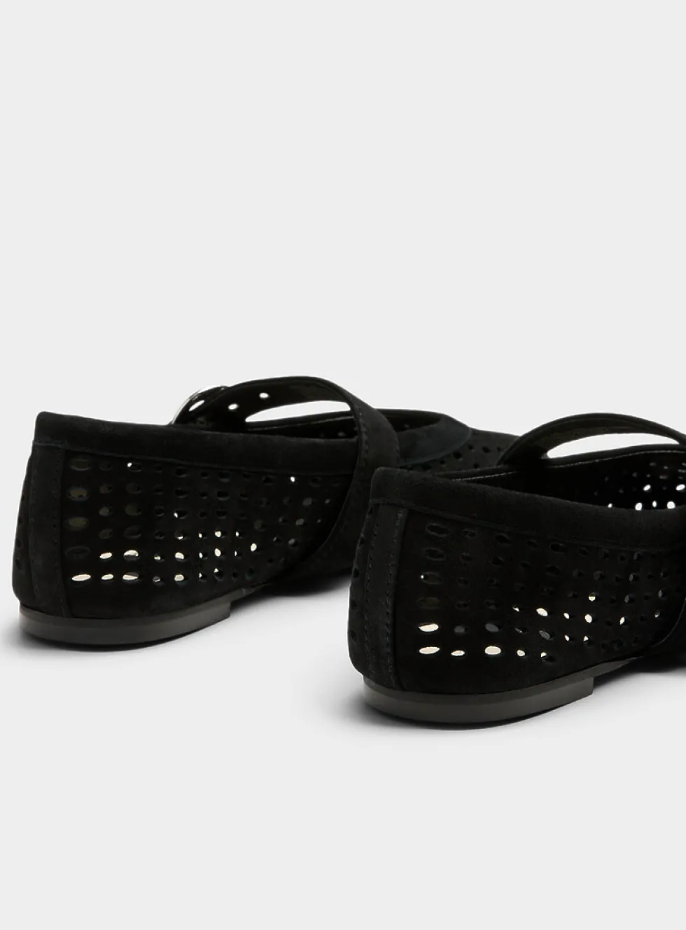 Perforated suede Mary Jane ballet flats