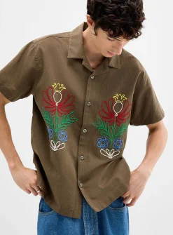 Perry royal embroidery camp shirt