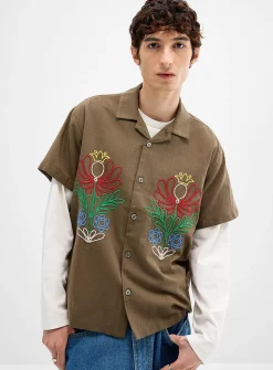 Perry royal embroidery camp shirt