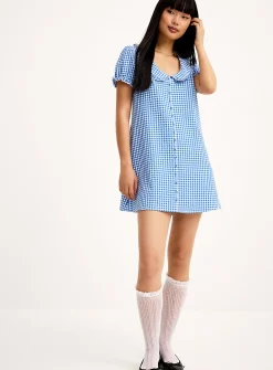 Peter Pan collar seersucker dress