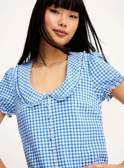 Peter Pan collar seersucker dress