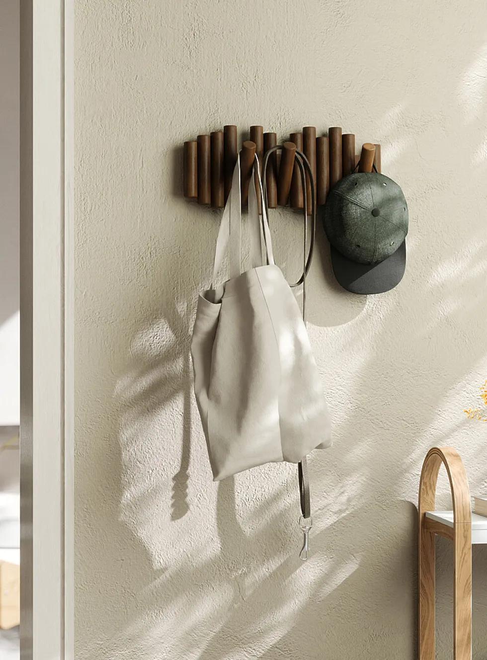 Picket five-hook wall-mounted coat rack