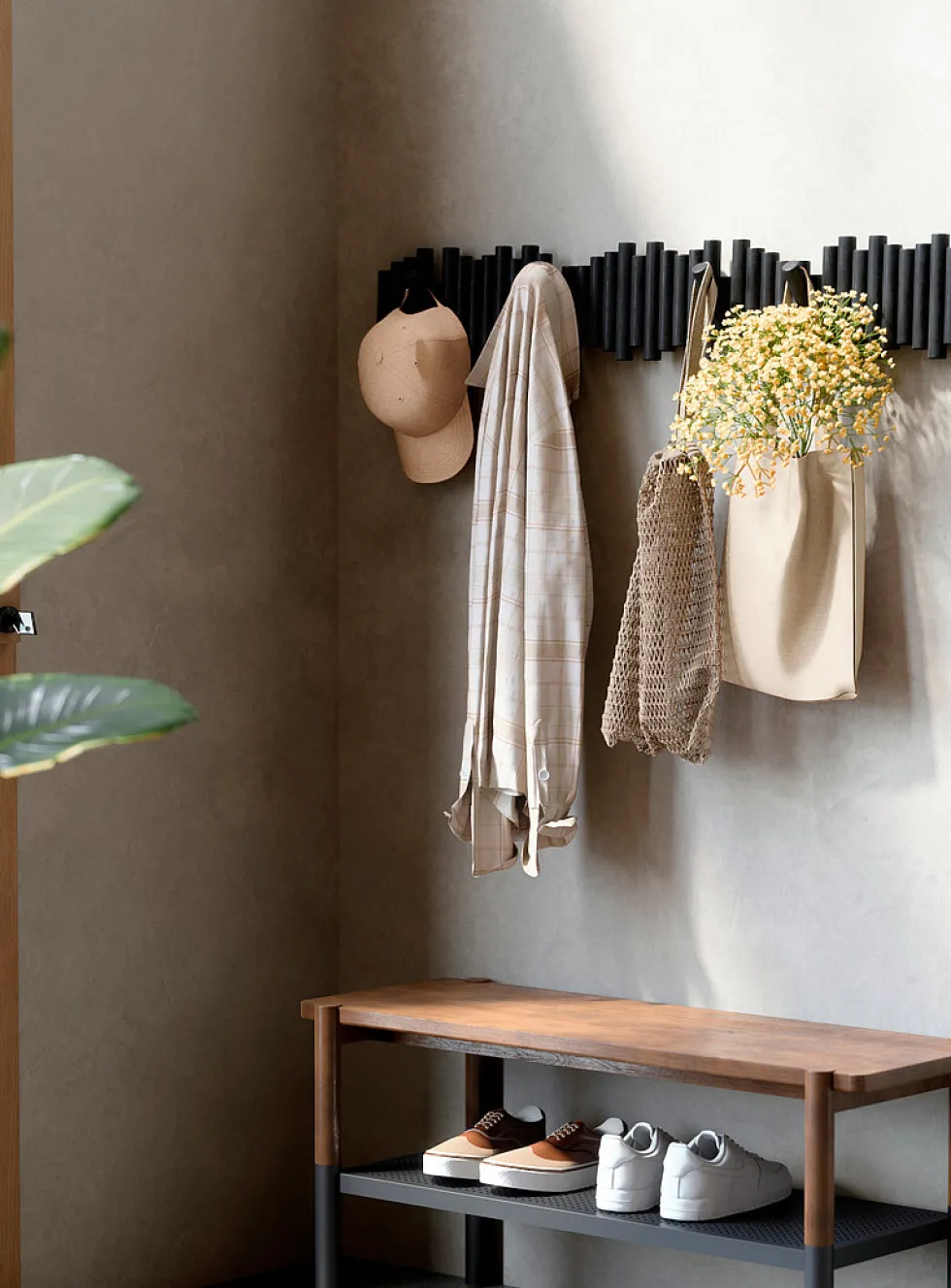 Picket five-hook wall-mounted coat rack