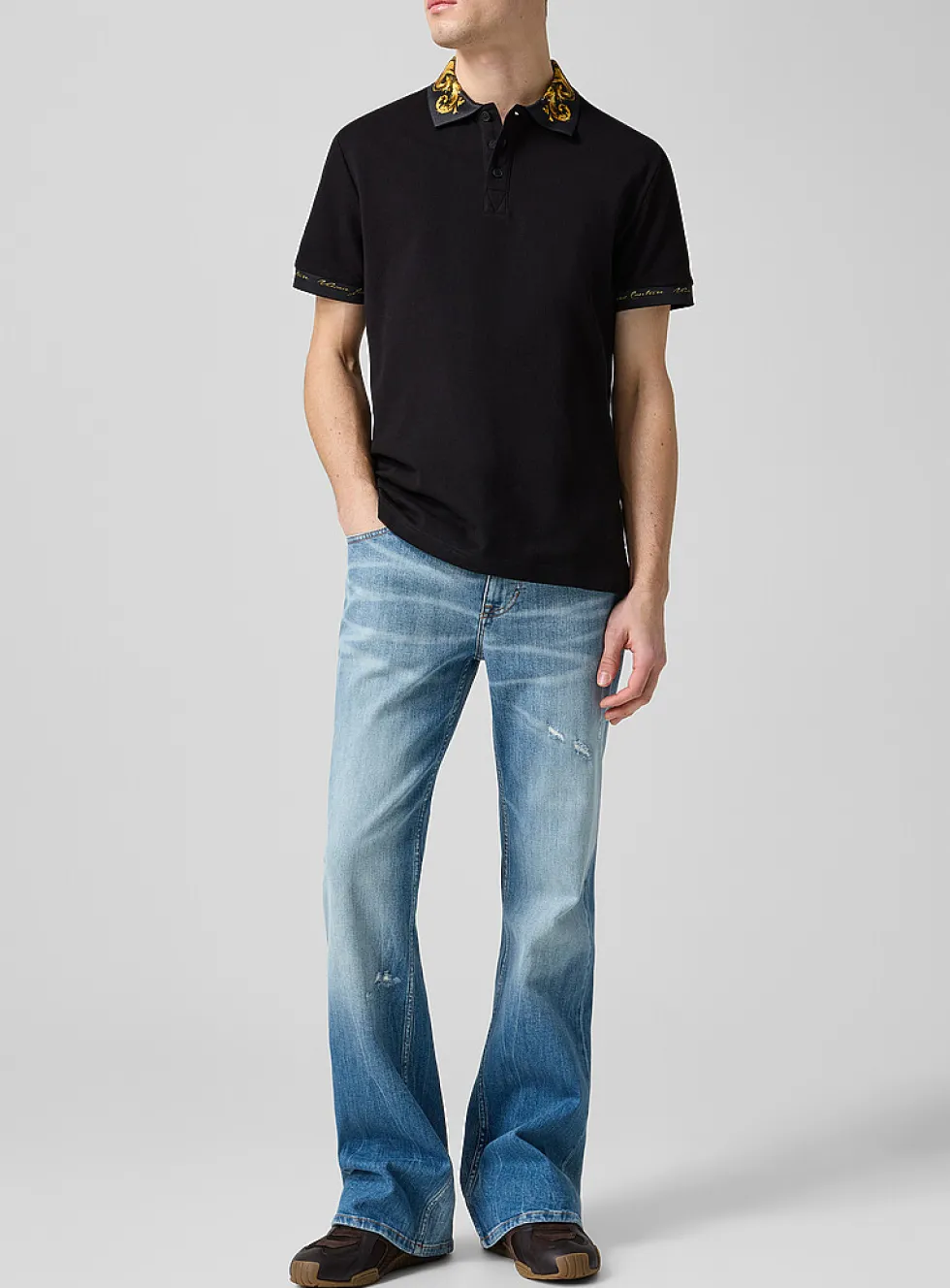 Piece Number permanent pleating bootcut jean