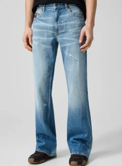 Piece Number permanent pleating bootcut jean
