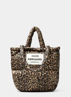 Pillow leopard rugged fabric puffy tote bag