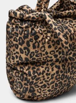Pillow leopard rugged fabric puffy tote bag