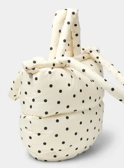 Pillow polka dot rugged canvas puffy tote bag