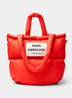 Pillow solid rugged fabric puffy tote bag