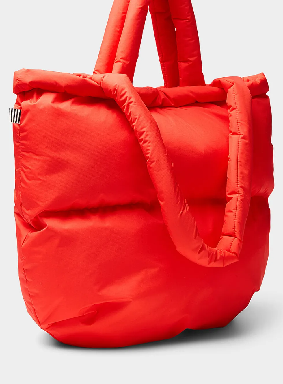 Pillow solid rugged fabric puffy tote bag