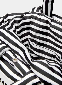 Pillow striped rugged fabric puffy tote bag