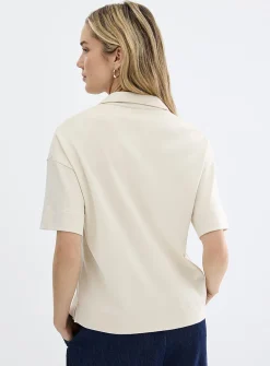 Pima cotton Johnny collar boxy T-shirt