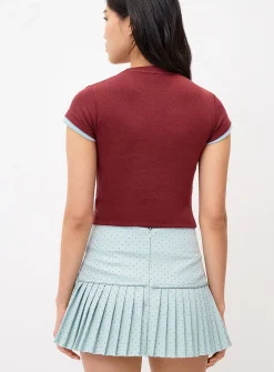 Pin dot pleated miniskirt