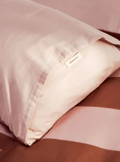 Pink clay rugby stripe duvet cover set