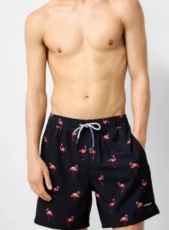 Pink flamingo stretch swim trunk