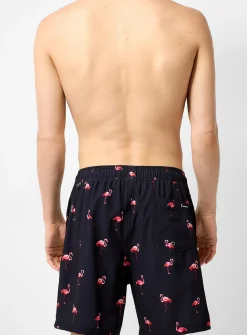 Pink flamingo stretch swim trunk