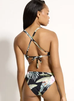 Pink foliage high-cut bikini