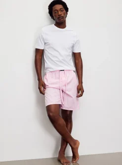 Pink striped poplin pyjama short