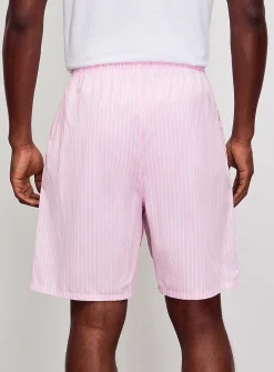 Pink striped poplin pyjama short