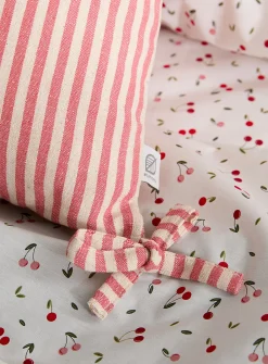 Pink stripes linen-blend cushion