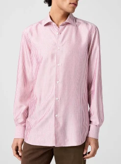 Pink stripes pure silk shirt
