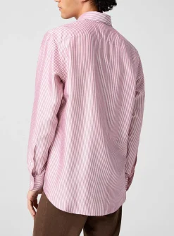 Pink stripes pure silk shirt