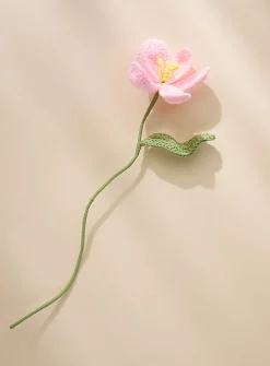 Pink tulip imitation crocheted branch