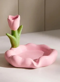 Pink tulip soap dish