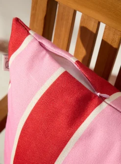 Pink-and-red-stripe removable-cover outdoor cushion