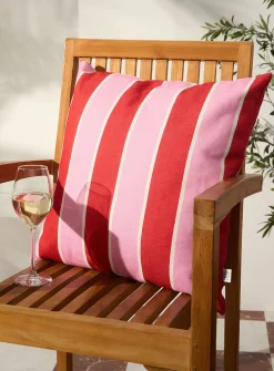 Pink-and-red-stripe removable-cover outdoor cushion