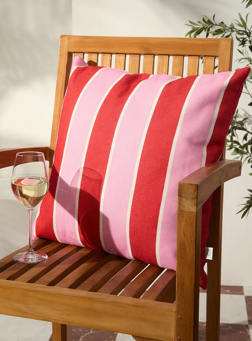 Pink-and-red-stripe removable-cover outdoor cushion