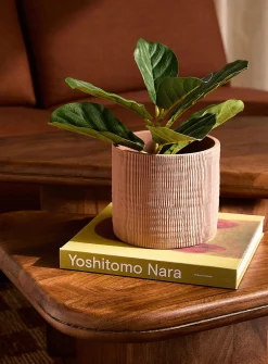 Pinstriped large terracotta planter