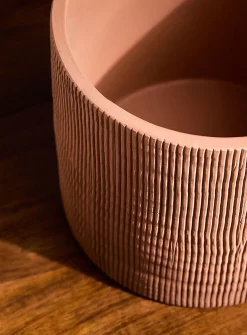 Pinstriped large terracotta planter