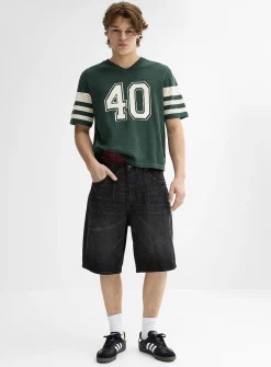 Pintuck faded black jort