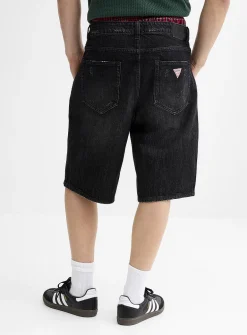 Pintuck faded black jort