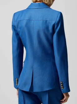 Pintucked linen blazer