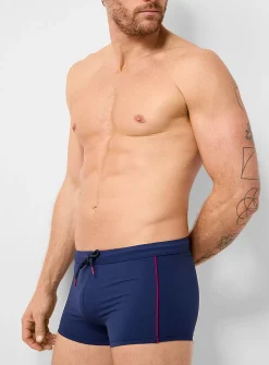 Piped retro fitted swim trunk
