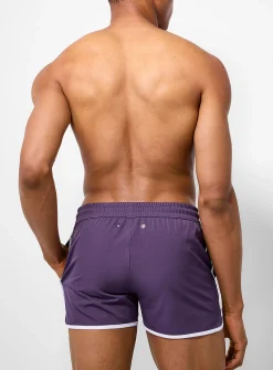 Piped retro swim short