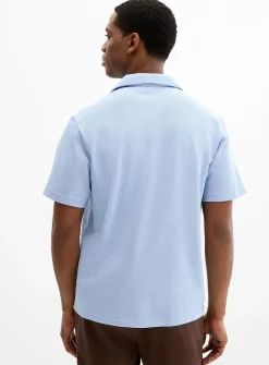 Piqué-knit Johnny-collar polo