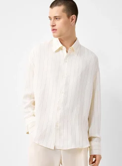 Piqué-stripe lightweight shirt