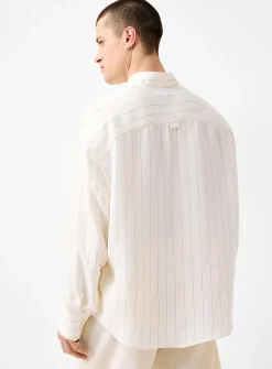 Piqué-stripe lightweight shirt