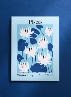 Pisces floral zodiac poster