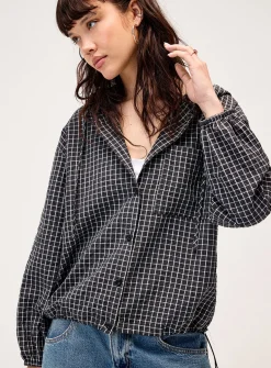 Plaid hooded shirt