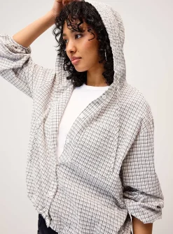 Plaid hooded shirt