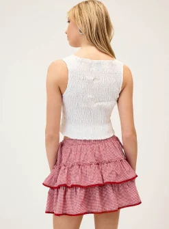 Plaid ruffles mini skirt
